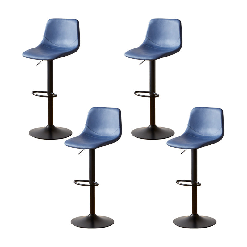 Tabouret de comptoir sans accoudoirs à dossier industriel, tabouret de bar réglable en fer avec coussin en cuir