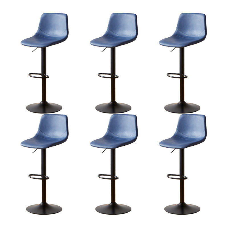 Tabouret de comptoir sans accoudoirs à dossier industriel, tabouret de bar réglable en fer avec coussin en cuir
