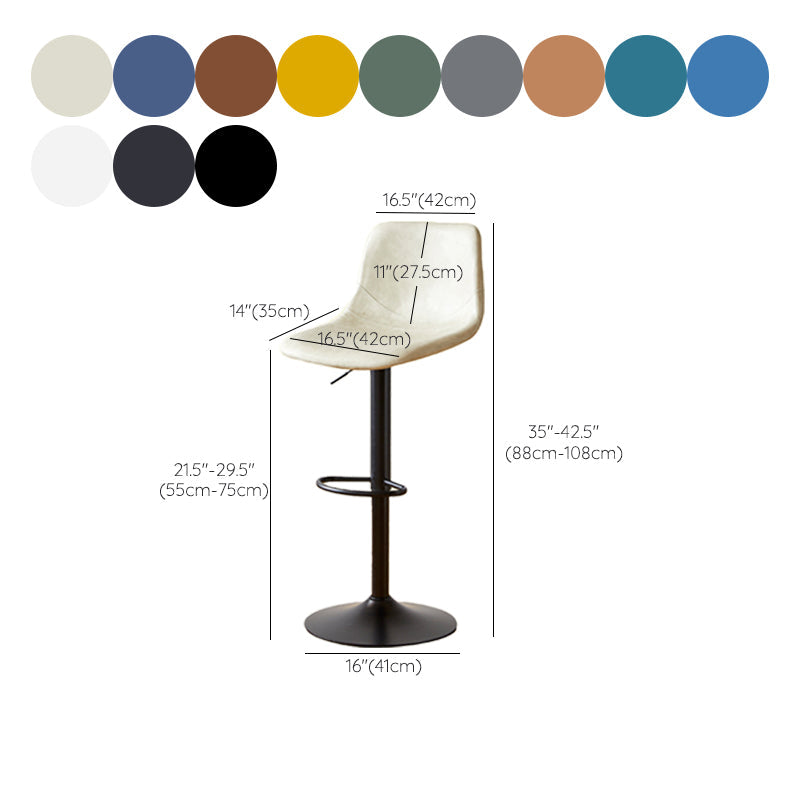 Tabouret de comptoir sans accoudoirs à dossier industriel, tabouret de bar réglable en fer avec coussin en cuir