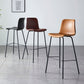 Modern Backrest Armless Counter Stool Metal Cafe Bar Stool with Leather Cushion
