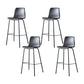 Modern Backrest Armless Counter Stool Metal Cafe Bar Stool with Leather Cushion