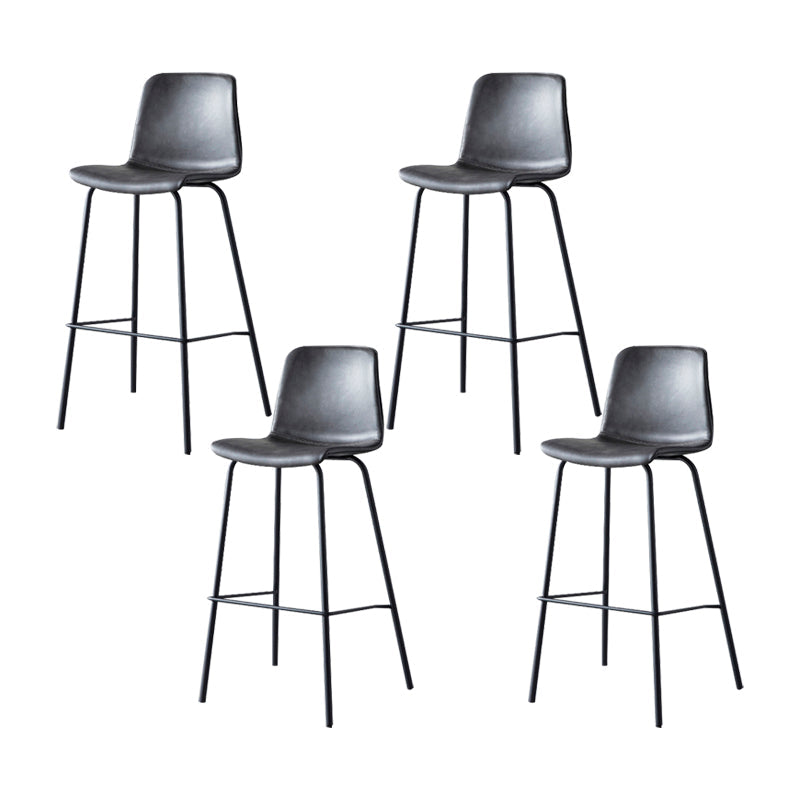 Modern Backrest Armless Counter Stool Metal Cafe Bar Stool with Leather Cushion