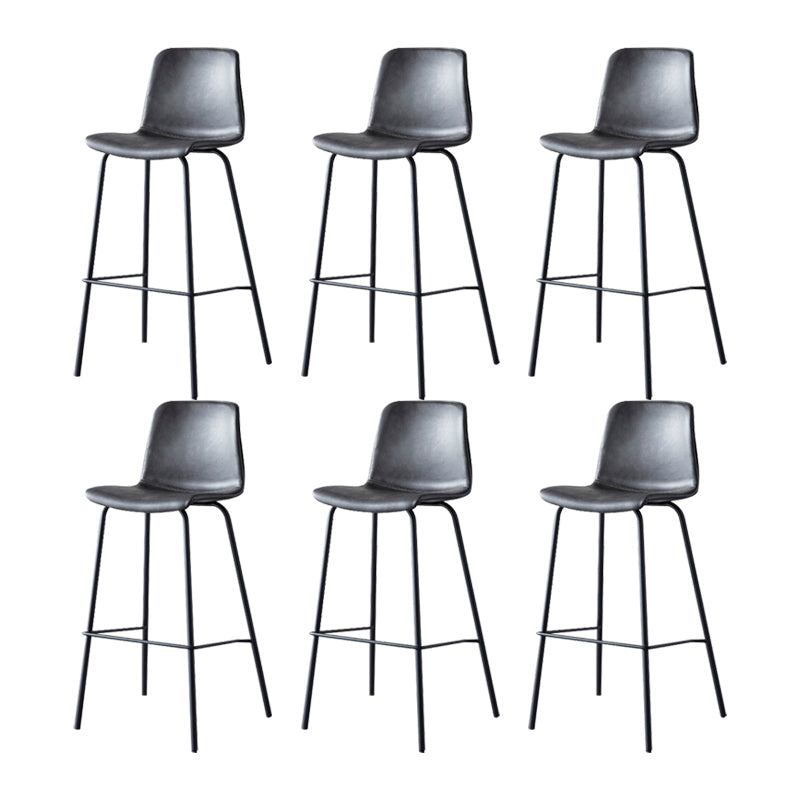 Modern Backrest Armless Counter Stool Metal Cafe Bar Stool with Leather Cushion