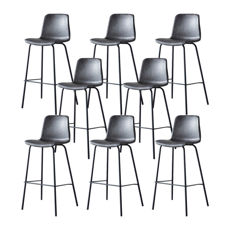 Modern Backrest Armless Counter Stool Metal Cafe Bar Stool with Leather Cushion