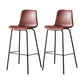 Modern Backrest Armless Counter Stool Metal Cafe Bar Stool with Leather Cushion