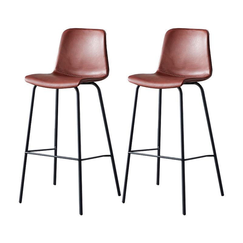 Modern Backrest Armless Counter Stool Metal Cafe Bar Stool with Leather Cushion