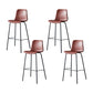 Modern Backrest Armless Counter Stool Metal Cafe Bar Stool with Leather Cushion
