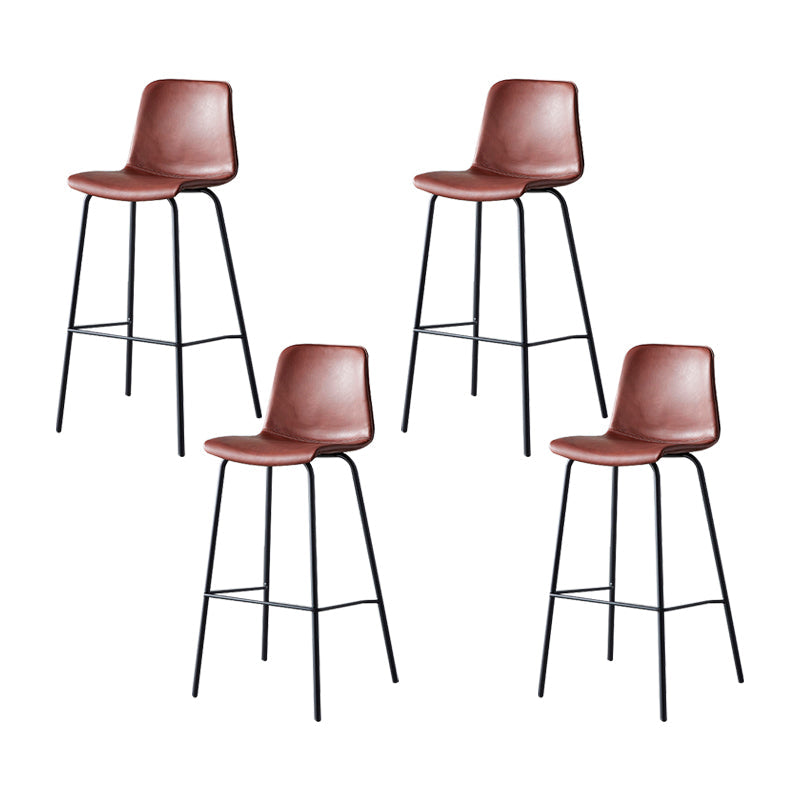 Modern Backrest Armless Counter Stool Metal Cafe Bar Stool with Leather Cushion