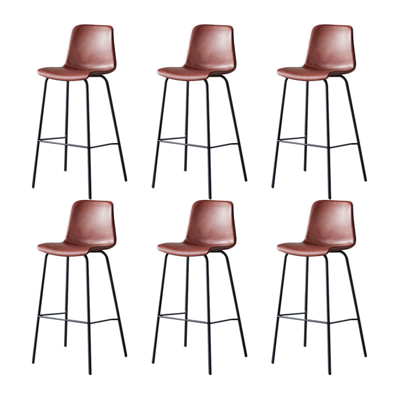 Modern Backrest Armless Counter Stool Metal Cafe Bar Stool with Leather Cushion