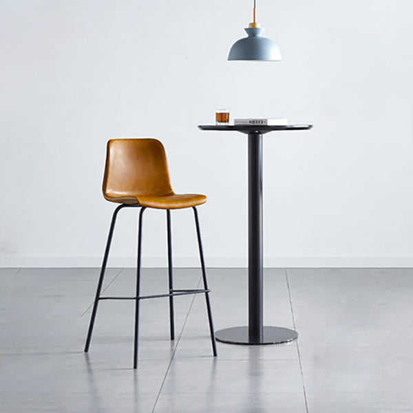 Modern Backrest Armless Counter Stool Metal Cafe Bar Stool with Leather Cushion