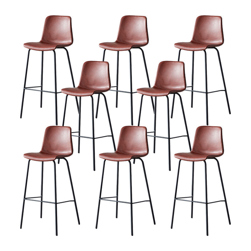 Modern Backrest Armless Counter Stool Metal Cafe Bar Stool with Leather Cushion