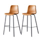 Modern Backrest Armless Counter Stool Metal Cafe Bar Stool with Leather Cushion