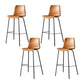 Modern Backrest Armless Counter Stool Metal Cafe Bar Stool with Leather Cushion