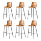 Modern Backrest Armless Counter Stool Metal Cafe Bar Stool with Leather Cushion