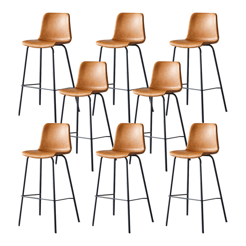 Modern Backrest Armless Counter Stool Metal Cafe Bar Stool with Leather Cushion
