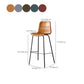 Modern Backrest Armless Counter Stool Metal Cafe Bar Stool with Leather Cushion