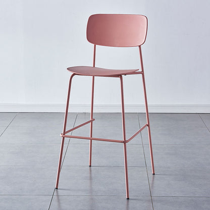 Modern Backrest Armless Counter Stool Iron Pub Stool with Plastic Cushion