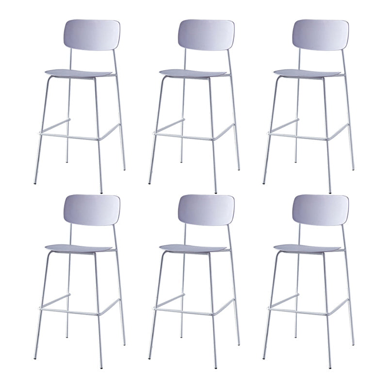 Modern Backrest Armless Counter Stool Iron Pub Stool with Plastic Cushion