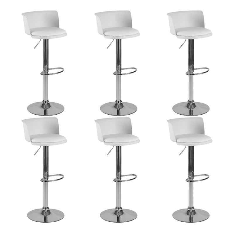 Industrial Backrest Armless Counter Stool Iron Cafe Bar Stool with Adjustable Cushion Textured White 6 Piece Set Clearhalo 'Bar Furniture' 'Bar Stools' 'bar_stools' 'furn' 'furn_bar_stools' 'Furniture' 'Kitchen & Dining Furniture' 6185509