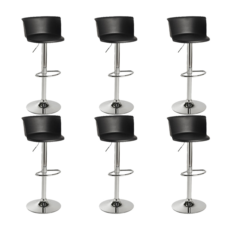 Industrial Backrest Armless Counter Stool Iron Cafe Bar Stool with Adjustable Cushion Black 6 Piece Set Clearhalo 'Bar Furniture' 'Bar Stools' 'bar_stools' 'furn' 'furn_bar_stools' 'Furniture' 'Kitchen & Dining Furniture' 6185517