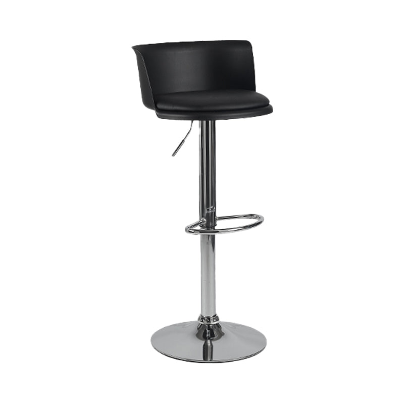 Industrial Backrest Armless Counter Stool Iron Cafe Bar Stool with Adjustable Cushion Gloss Black 1 Piece Clearhalo 'Bar Furniture' 'Bar Stools' 'bar_stools' 'furn' 'furn_bar_stools' 'Furniture' 'Kitchen & Dining Furniture' 6185524