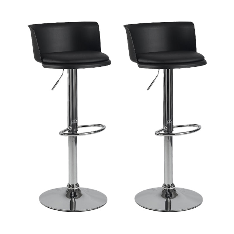 Industrial Backrest Armless Counter Stool Iron Cafe Bar Stool with Adjustable Cushion Gloss Black 2 Piece Set Clearhalo 'Bar Furniture' 'Bar Stools' 'bar_stools' 'furn' 'furn_bar_stools' 'Furniture' 'Kitchen & Dining Furniture' 6185525