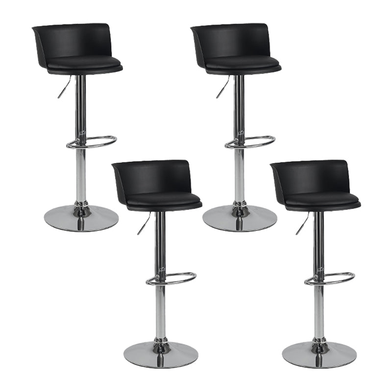 Industrial Backrest Armless Counter Stool Iron Cafe Bar Stool with Adjustable Cushion Gloss Black 4 Piece Set Clearhalo 'Bar Furniture' 'Bar Stools' 'bar_stools' 'furn' 'furn_bar_stools' 'Furniture' 'Kitchen & Dining Furniture' 6185526