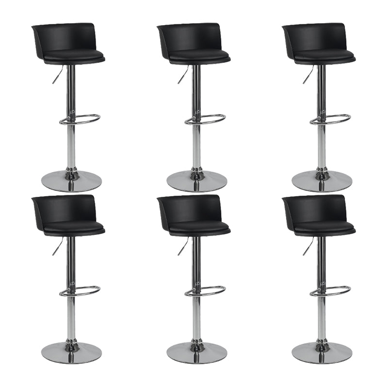 Industrial Backrest Armless Counter Stool Iron Cafe Bar Stool with Adjustable Cushion Gloss Black 6 Piece Set Clearhalo 'Bar Furniture' 'Bar Stools' 'bar_stools' 'furn' 'furn_bar_stools' 'Furniture' 'Kitchen & Dining Furniture' 6185527