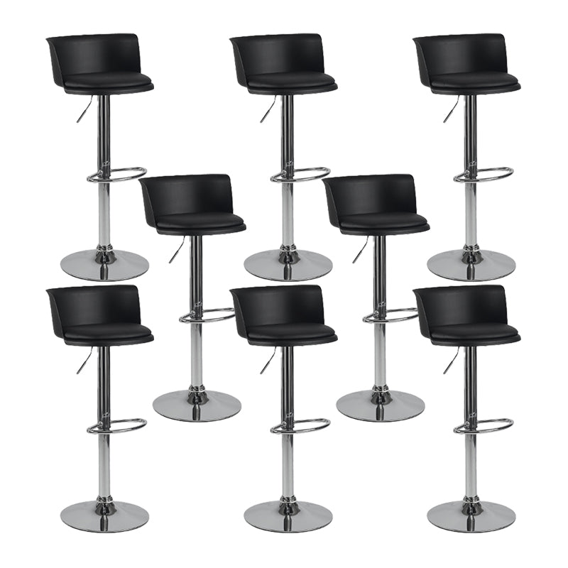 Industrial Backrest Armless Counter Stool Iron Cafe Bar Stool with Adjustable Cushion Gloss Black 8 Piece Set Clearhalo 'Bar Furniture' 'Bar Stools' 'bar_stools' 'furn' 'furn_bar_stools' 'Furniture' 'Kitchen & Dining Furniture' 6185528