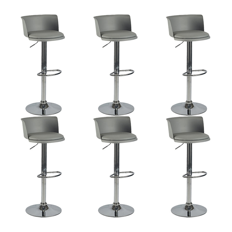 Industrial Backrest Armless Counter Stool Iron Cafe Bar Stool with Adjustable Cushion Smoke Gray 6 Piece Set Clearhalo 'Bar Furniture' 'Bar Stools' 'bar_stools' 'furn' 'furn_bar_stools' 'Furniture' 'Kitchen & Dining Furniture' 6185537