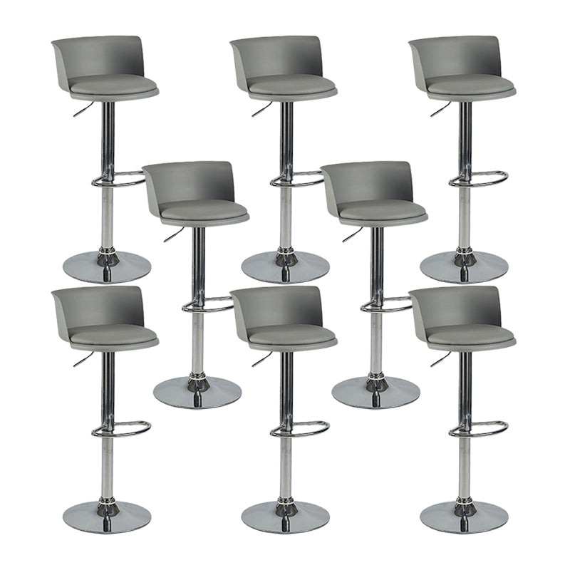 Industrial Backrest Armless Counter Stool Iron Cafe Bar Stool with Adjustable Cushion Smoke Gray 8 Piece Set Clearhalo 'Bar Furniture' 'Bar Stools' 'bar_stools' 'furn' 'furn_bar_stools' 'Furniture' 'Kitchen & Dining Furniture' 6185538