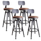 Industrial Rotatable Armless Counter Stool Iron Bar Stool with Pedal Brown With Back 4 Piece Set Clearhalo 'Bar Furniture' 'Bar Stools' 'bar_stools' 'furn' 'furn_bar_stools' 'Furniture' 'Kitchen & Dining Furniture' 6185694