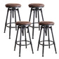 Industrial Rotatable Armless Counter Stool Iron Bar Stool with Pedal Brown Backless 4 Piece Set Clearhalo 'Bar Furniture' 'Bar Stools' 'bar_stools' 'furn' 'furn_bar_stools' 'Furniture' 'Kitchen & Dining Furniture' 6185703