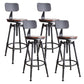 Industrial Rotatable Armless Counter Stool Iron Bar Stool with Pedal Dark Brown With Back 4 Piece Set Clearhalo 'Bar Furniture' 'Bar Stools' 'bar_stools' 'furn' 'furn_bar_stools' 'Furniture' 'Kitchen & Dining Furniture' 6185719
