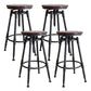 Industrial Rotatable Armless Counter Stool Iron Bar Stool with Pedal Dark Brown Backless 4 Piece Set Clearhalo 'Bar Furniture' 'Bar Stools' 'bar_stools' 'furn' 'furn_bar_stools' 'Furniture' 'Kitchen & Dining Furniture' 6185723