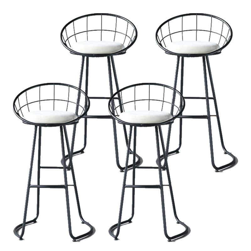 Nordic Style Bar-stool Bucket Counter Bar Stool with Metal Legs Black White 4 Piece Set Clearhalo 'Bar Furniture' 'Bar Stools' 'bar_stools' 'furn' 'furn_bar_stools' 'Furniture' 'Kitchen & Dining Furniture' 6185733