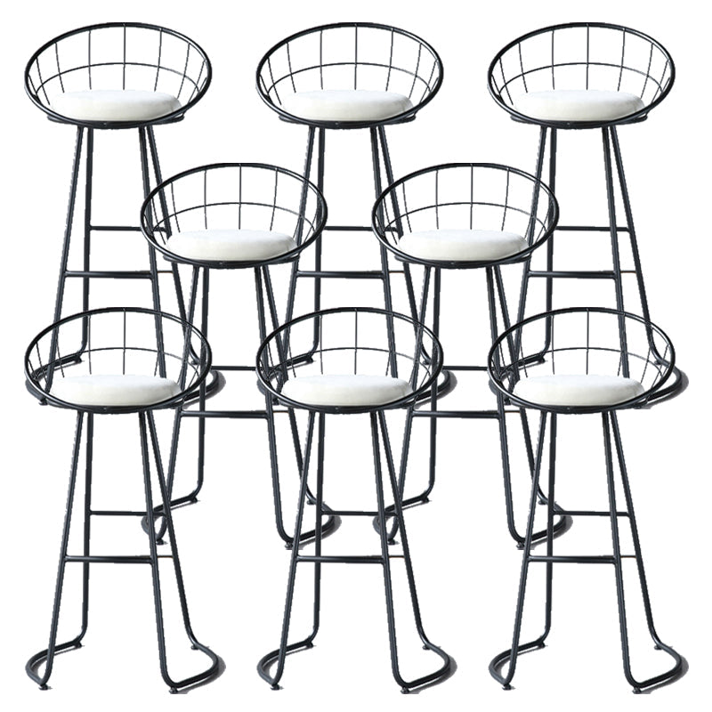 Nordic Style Bar-stool Bucket Counter Bar Stool with Metal Legs Black White 8 Piece Set Clearhalo 'Bar Furniture' 'Bar Stools' 'bar_stools' 'furn' 'furn_bar_stools' 'Furniture' 'Kitchen & Dining Furniture' 6185735