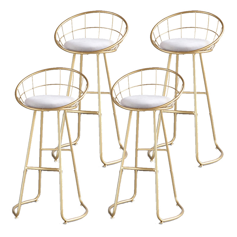 Nordic Style Bar-stool Bucket Counter Bar Stool with Metal Legs White-Gold 4 Piece Set Clearhalo 'Bar Furniture' 'Bar Stools' 'bar_stools' 'furn' 'furn_bar_stools' 'Furniture' 'Kitchen & Dining Furniture' 6185736