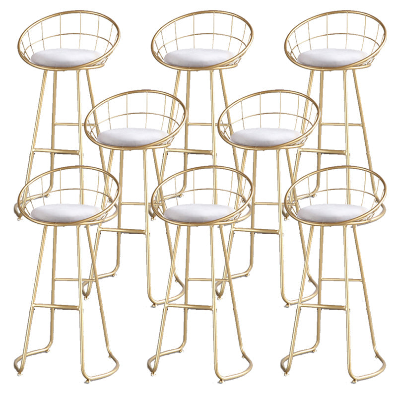 Nordic Style Bar-stool Bucket Counter Bar Stool with Metal Legs White-Gold 8 Piece Set Clearhalo 'Bar Furniture' 'Bar Stools' 'bar_stools' 'furn' 'furn_bar_stools' 'Furniture' 'Kitchen & Dining Furniture' 6185738