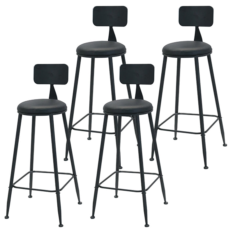 Modern Style Bar-stool Round Seat Counter Bar Stool with Metal Legs Black 4 Piece Set Clearhalo 'Bar Furniture' 'Bar Stools' 'bar_stools' 'furn' 'furn_bar_stools' 'Furniture' 'Kitchen & Dining Furniture' 6185749