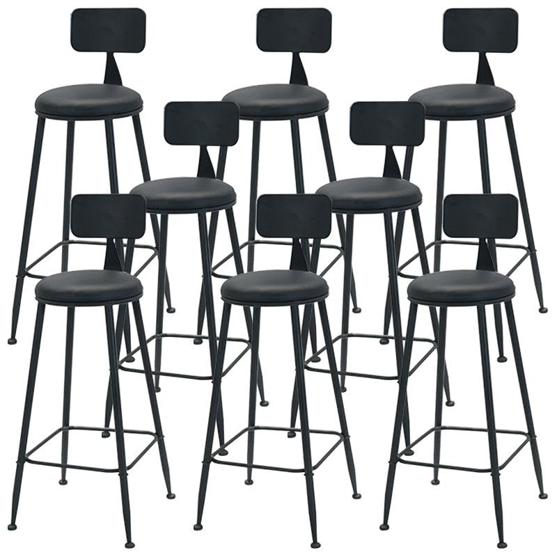Modern Style Bar-stool Round Seat Counter Bar Stool with Metal Legs Black 8 Piece Set Clearhalo 'Bar Furniture' 'Bar Stools' 'bar_stools' 'furn' 'furn_bar_stools' 'Furniture' 'Kitchen & Dining Furniture' 6185750
