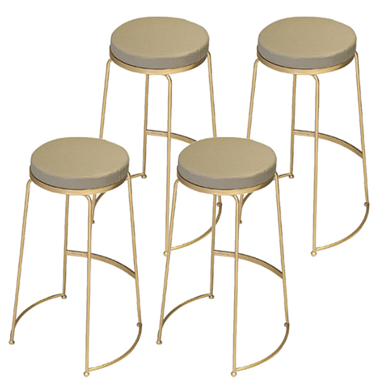 Modern Style Bar-stool Round Seat Counter Bar Stool with Metal Legs Khaki 4 Piece Set Clearhalo 'Bar Furniture' 'Bar Stools' 'bar_stools' 'furn' 'furn_bar_stools' 'Furniture' 'Kitchen & Dining Furniture' 6185752