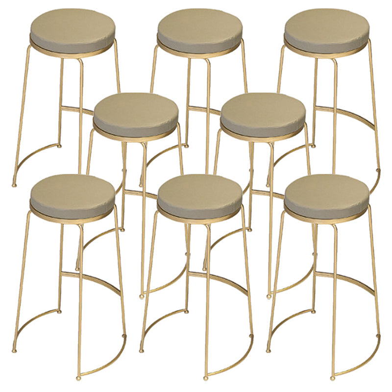 Modern Style Bar-stool Round Seat Counter Bar Stool with Metal Legs Khaki 8 Piece Set Clearhalo 'Bar Furniture' 'Bar Stools' 'bar_stools' 'furn' 'furn_bar_stools' 'Furniture' 'Kitchen & Dining Furniture' 6185754