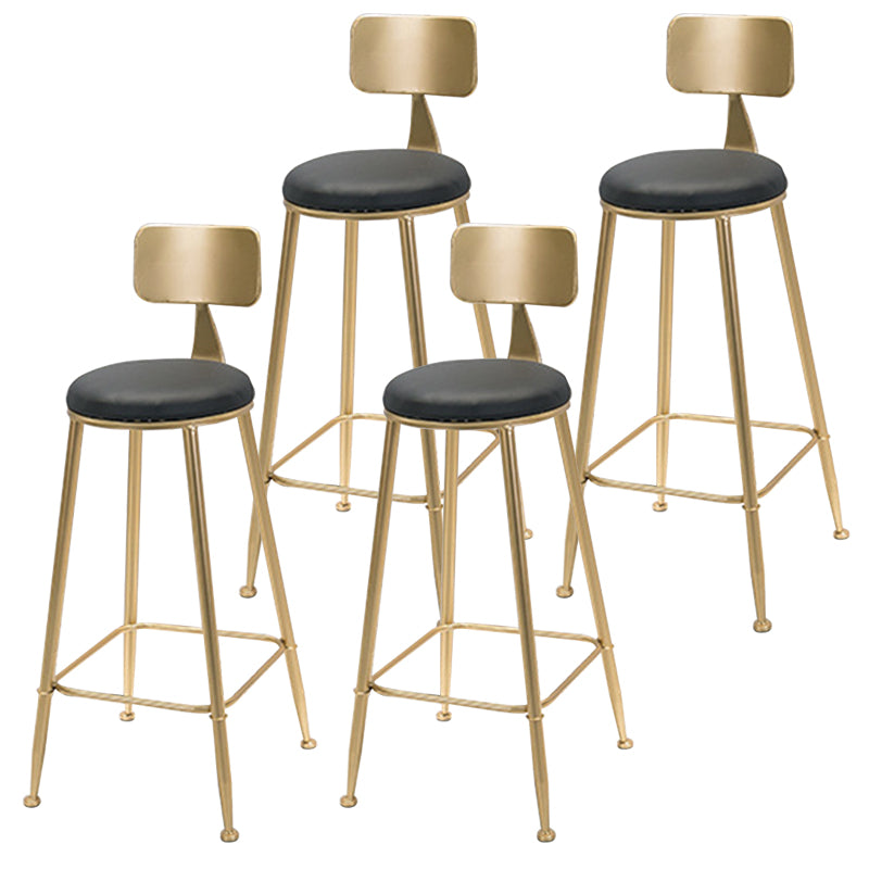 Modern Style Bar-stool Round Seat Counter Bar Stool with Metal Legs Black-Gold 4 Piece Set Clearhalo 'Bar Furniture' 'Bar Stools' 'bar_stools' 'furn' 'furn_bar_stools' 'Furniture' 'Kitchen & Dining Furniture' 6185756