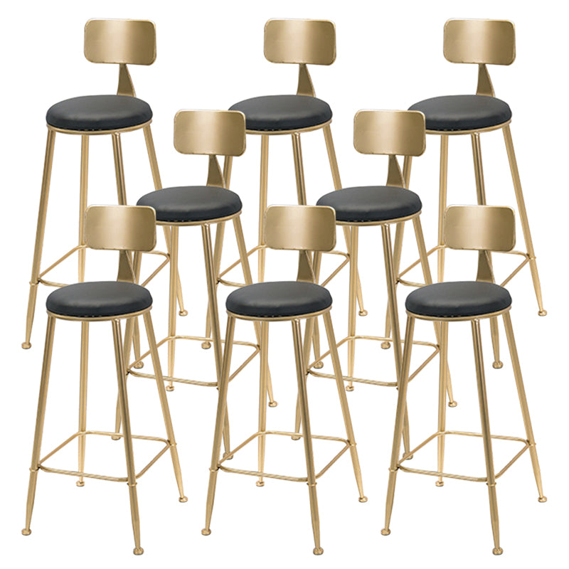 Modern Style Bar-stool Round Seat Counter Bar Stool with Metal Legs Black-Gold 8 Piece Set Clearhalo 'Bar Furniture' 'Bar Stools' 'bar_stools' 'furn' 'furn_bar_stools' 'Furniture' 'Kitchen & Dining Furniture' 6185758