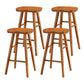 Industrial Armless Counter High Stool Solid Wood Backless Bistro Bar Stool with 4 Legs