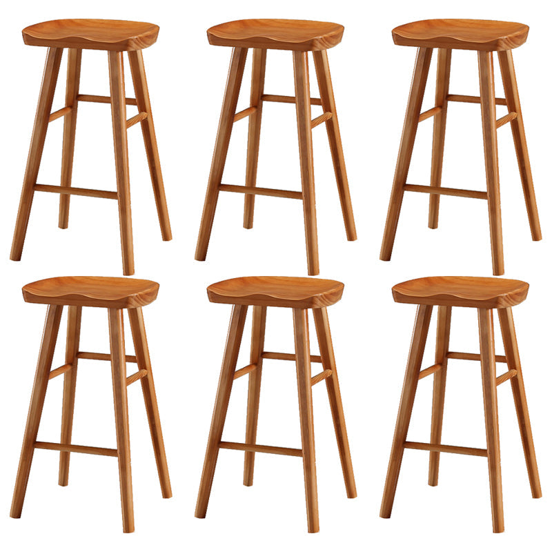 Industrial Armless Counter High Stool Solid Wood Backless Bistro Bar Stool with 4 Legs