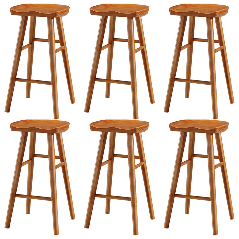 Industrial Armless Counter High Stool Solid Wood Backless Bistro Bar Stool with 4 Legs