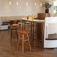 Industrial Armless Counter High Stool Solid Wood Backless Bistro Bar Stool with 4 Legs