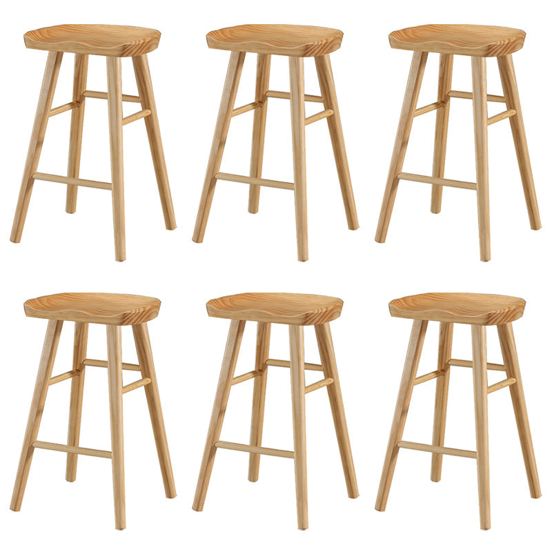 Industrial Armless Counter High Stool Solid Wood Backless Bistro Bar Stool with 4 Legs